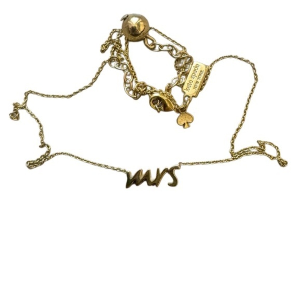 Kate Spade Gold “Mrs”Minimalist Necklace with Pendant